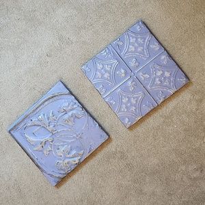 Vintage Tin Tile Wall Hangings Set